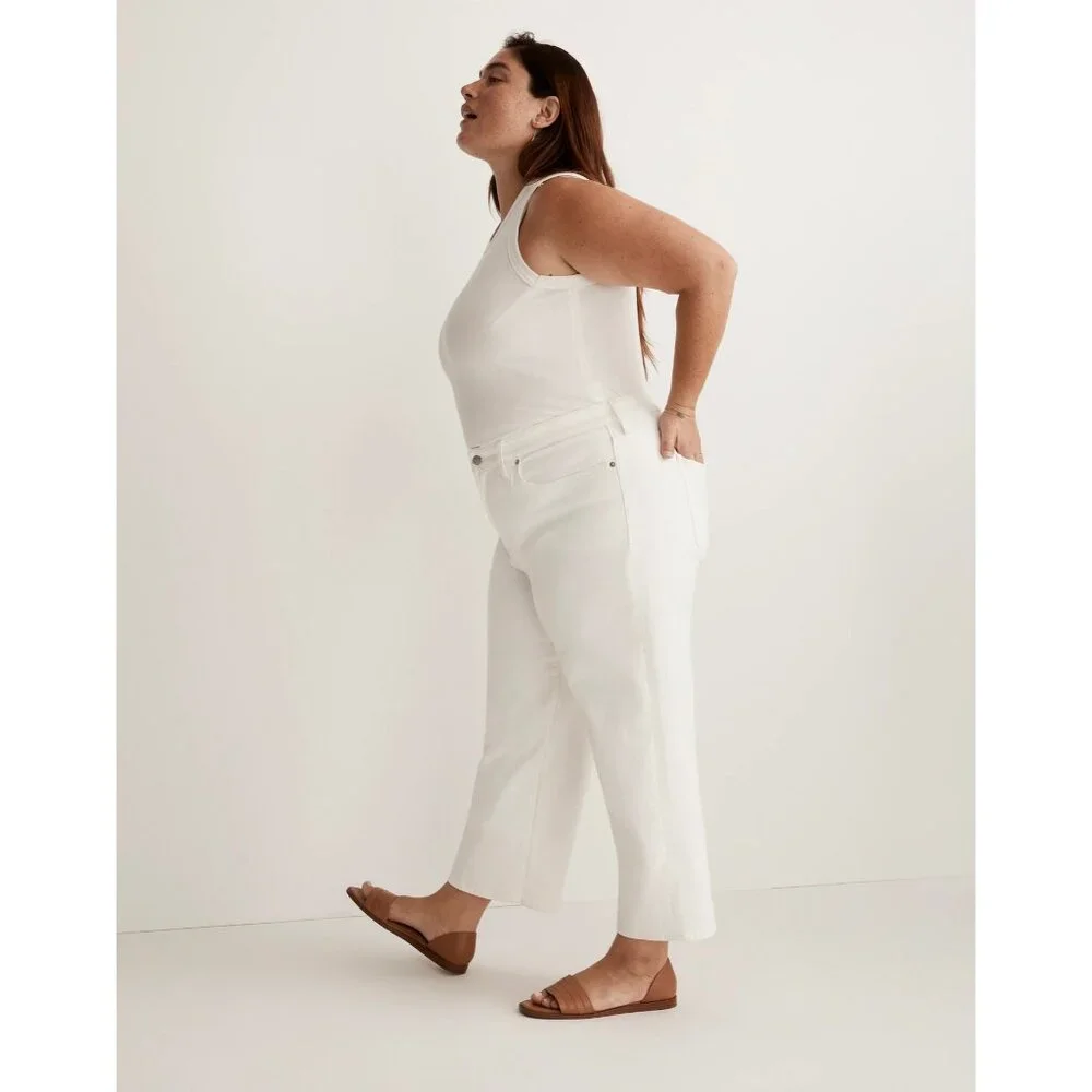 Madewell The Plus Perfect Vintage Wide-Leg Crop Jeans Womens Size 24W Tile White - Picture 7 of 16